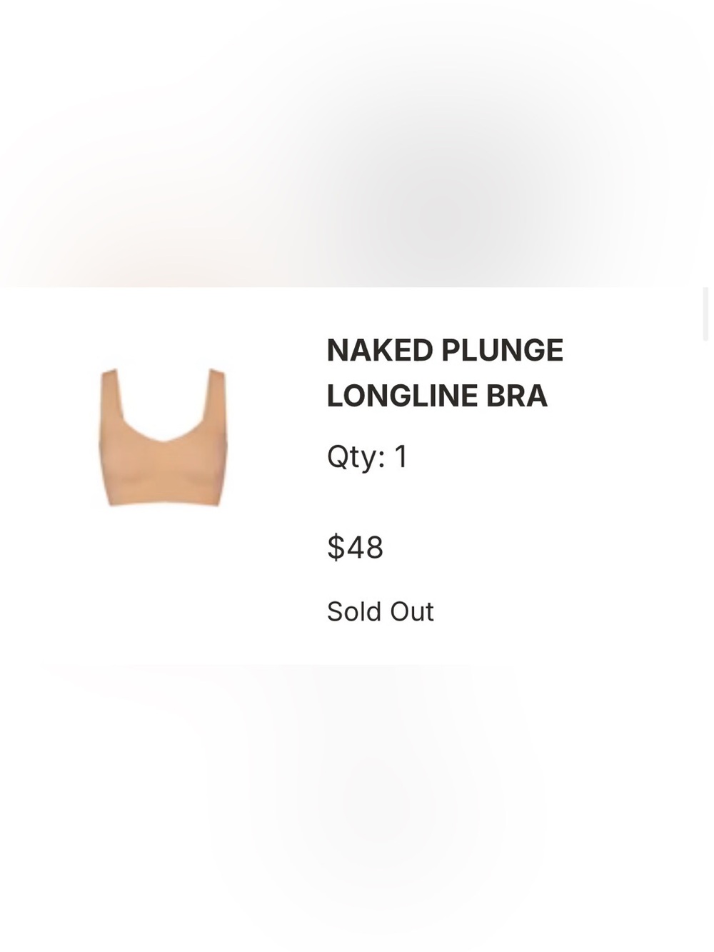 SKIMS NAKED PLUNGE LONGLINE BRA - Size Small